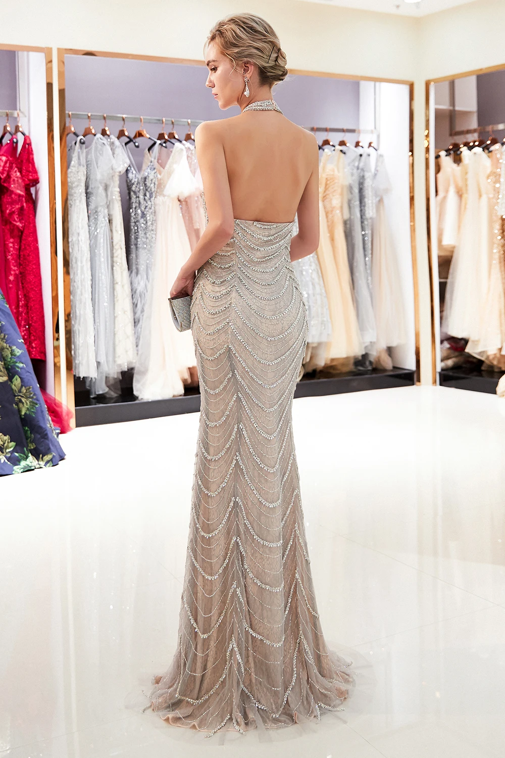 Robe De Soiree новые модные длинные вечерние платья с бисером и кристаллами, вечерние платья, реальные фотографии CPS1172
