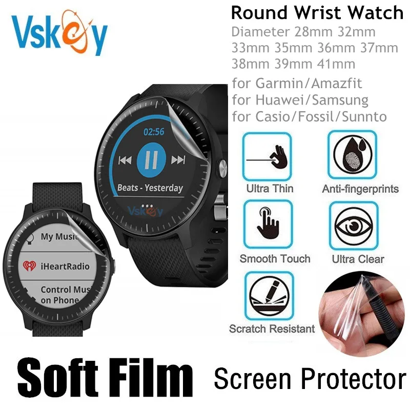500PCS TPU Soft Screen Protector Smart Wrist Watch Diameter 34mm 32mm 33mm 35mm 36mm 37mm 38mm 39mm 41mm 40mm Protective Film