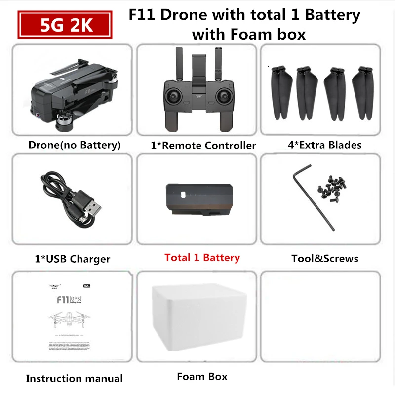 2K 1B Foam Box SJRC F11 PRO gps Дрон с 2K HD камерой бесщеточный Квадрокоптер 1600 м управление расстояние складной Дрон VS SG906 B4W игрушка - Цвет: 2K 1B Foam Box