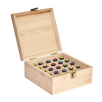 

Carrying Essential Oil Storage Box Case | Wooden Organizer Holds 25 Bottles 5 /10/15mL Pine Wood Holder For Home Storage Display