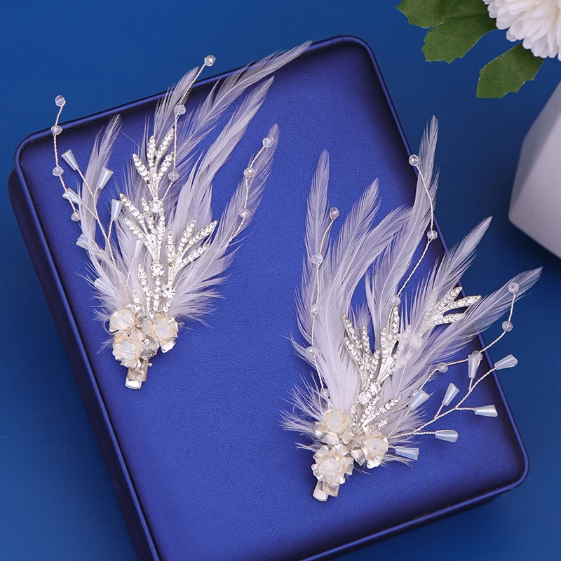 Feather Hair Clip Bridal Hair Accessories Clip Hair Jewelry Feather