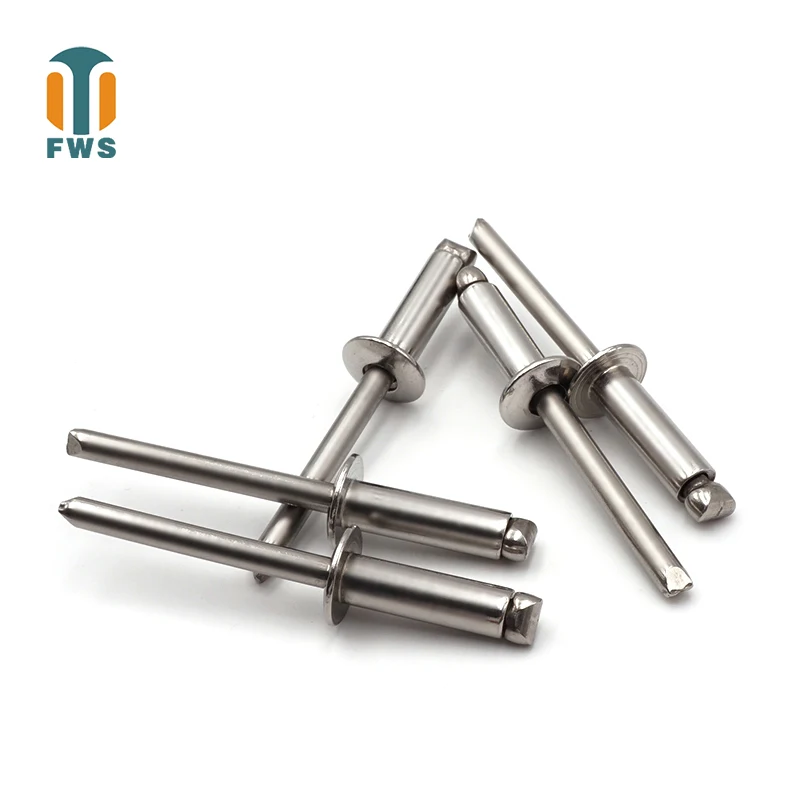 

50 PCS M4 8-20mm DIN EN ISO 15983 GB /T 12618.4 Stainless Steel Open End Blind Rivets With Pull Mandrel And Protruding Head