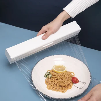 

Eco Friendly Plastic Cutter Storage Holder DIY Food Wrap Dispenser Easy Apply Cutting Tool Home Kitchen Cling Film Professional