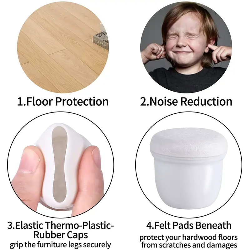 16PCS Transparent Table Chair Leg Protectors Caps Round Square for Furniture Foot Legs Cover Floor Protector with Felt Bottom - Image 5