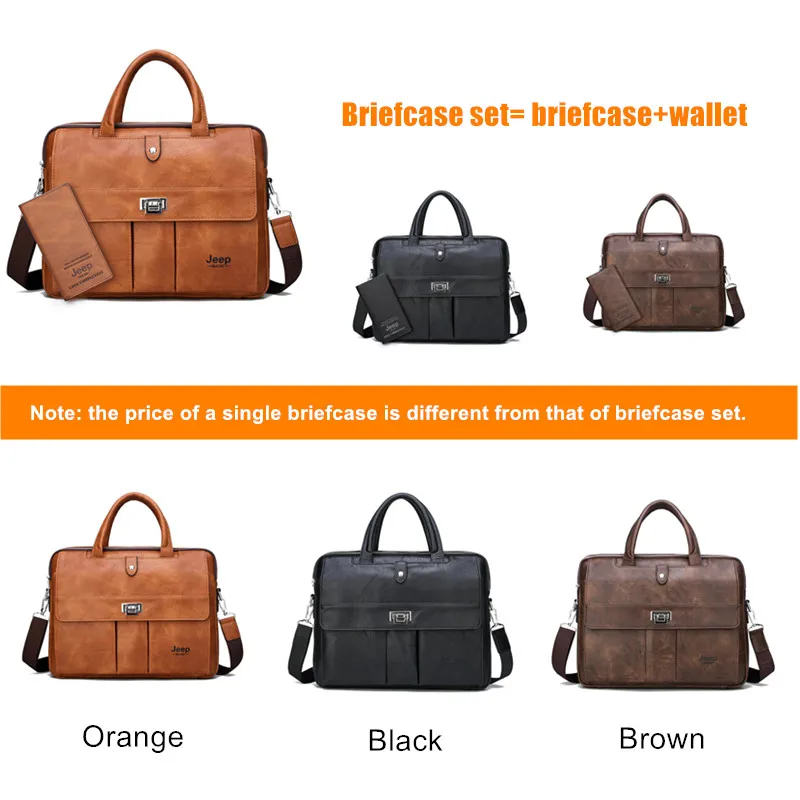 JEEP BULUO Man Briefcase Big Size 15 inches Laptop Bags Business Travel Handbag office Business Male Bag For A4 Files Tote bag