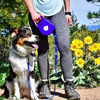 

Leash with Foldable Retractable Dog Leash Automatic Flexible Dog Water Bottle, Snack Holder, Litter Bag Container Pet Products