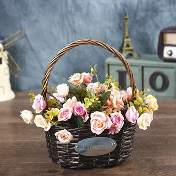 

Economical Handmade Woven Weaving Flower Basket Portable for Home Garden Wedding Decoration ds99