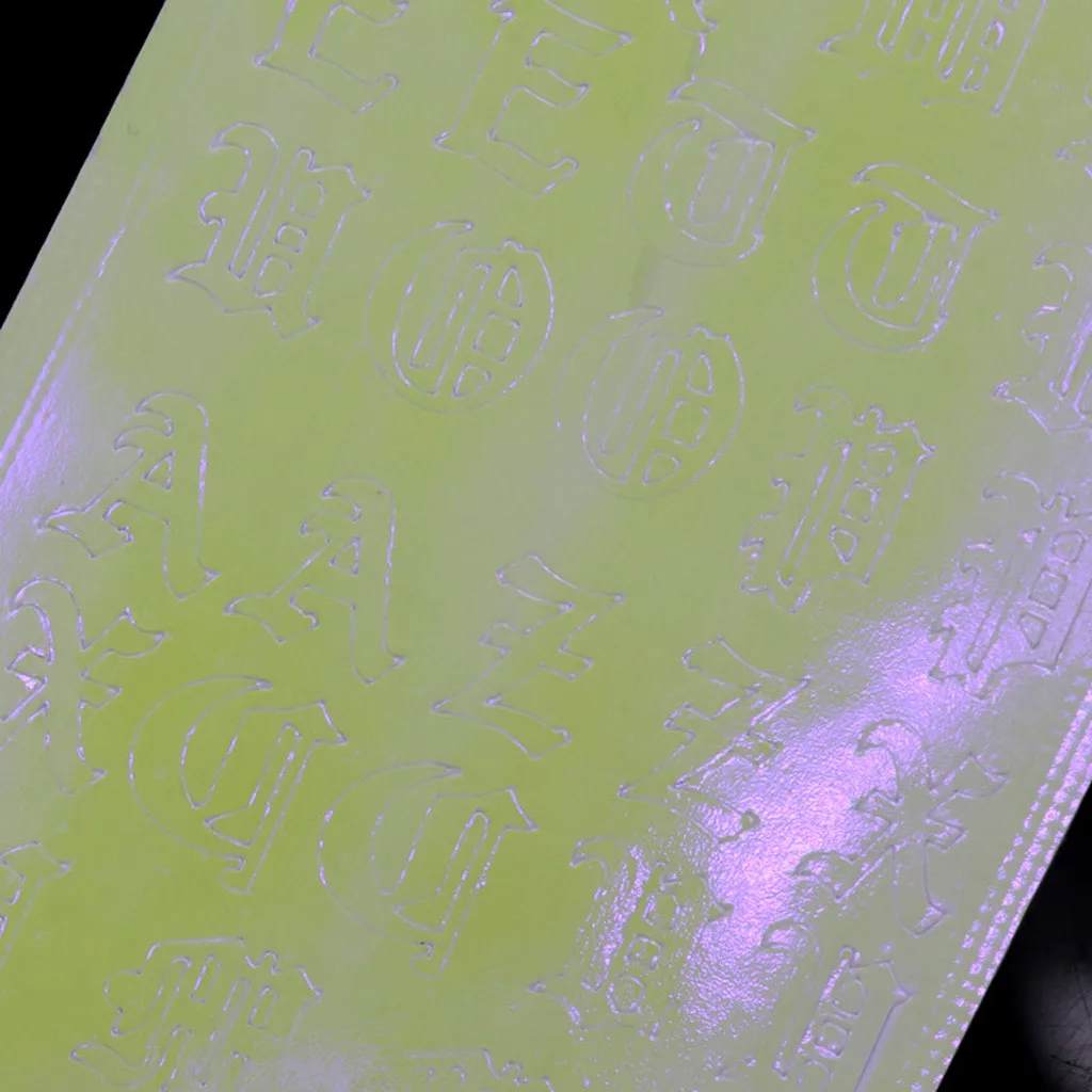 15PCS Holographic Nail Foil Flame Alphabetic Reflections Tape Nail Art Transfer Sticker Adhesive Foils DIY Decoration Decal 1022