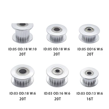 

5pcs 3D Printer GT2 Idler Timing Pulley 20T ID3/5mm , OD 13/16/18mm use for Width 6&10mm belt with tooth