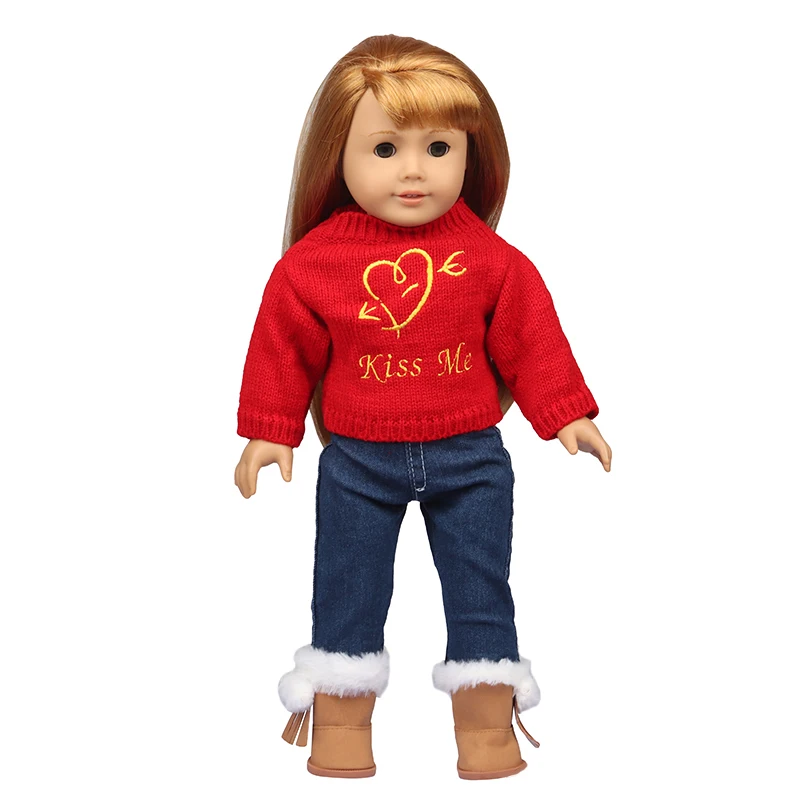 43 Cm Baby New Born Doll Clothes Wool Cute Santa Claus, Tree, Elk Christmas Clothes Suit For American 18 Inch Girl Doll Toy Gift