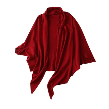 

Sweater Poncho Batwing Sleeve Vintage V-Neck Open Stitch Solid 2020 Autumn Winter Women's Cardigan with Sleeve gray