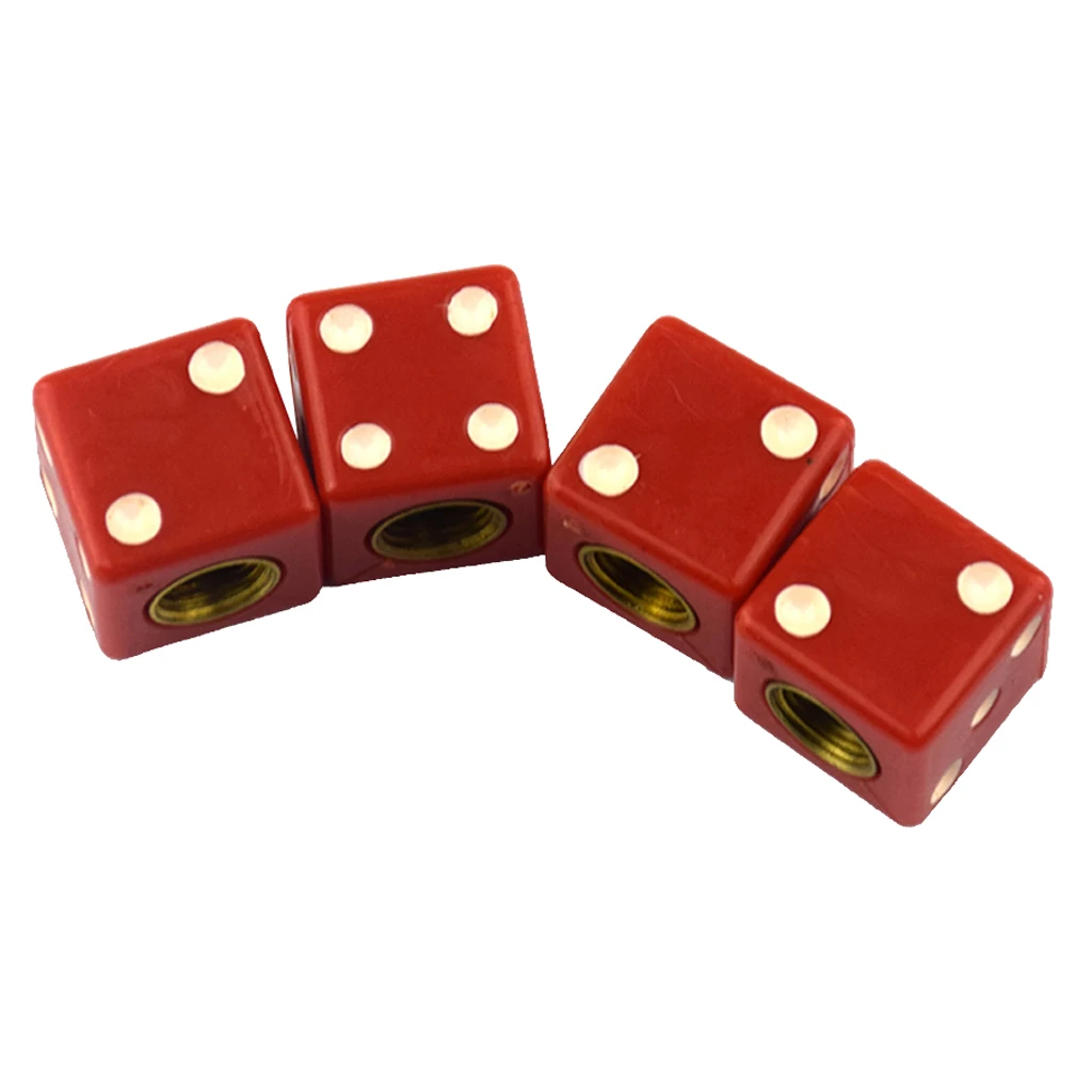 Black Dice Tire Air Valve Stem Caps Car Truck Bike ATV Wheel Rims, Pack of 4