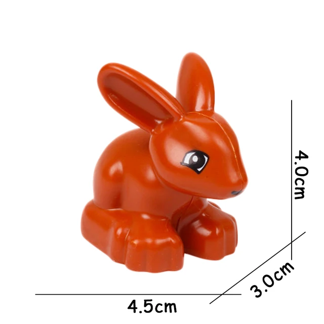Big Size Building Blocks Animal Accessories Farm Figures Pig Rabbit Chicken Duck Dog Cat Bird horse Cow Sheep DIY Toys Gifts Brown rabbit