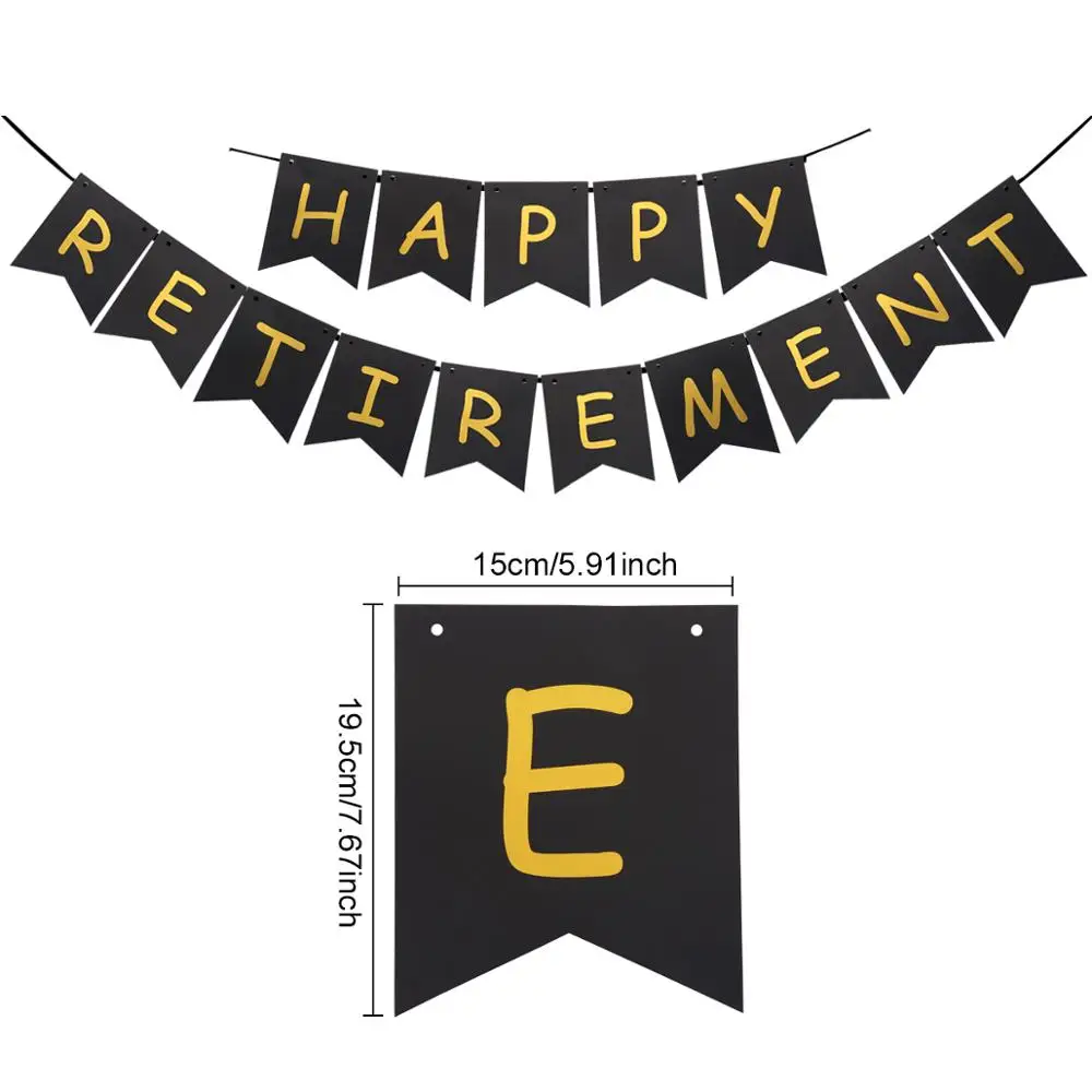 Huiran 20pcs Happy Retirement Banner Shoulder Strap Hangs Paper