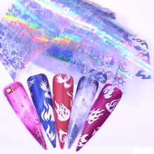 YWK 3D украшения для ногтей пламя наклейки для ногтей Фольга бабочка/цветы/пламя конструкции водяные наклейки для ногтей искусство наклейки s обертывания