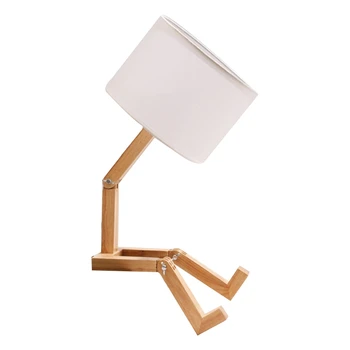 

Creative Robot Shaped Table Lights Living Room Flexible Wooden LED Table Lamps