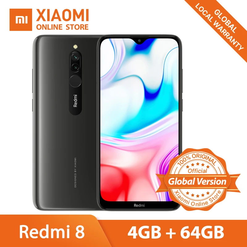 Xiaomi Redmi 8 смартфон xiaomi с восьмиядерным процессором Snapdragon 439 ОЗУ 4 Гб ПЗУ 64 ГБ 5000 мАч 6