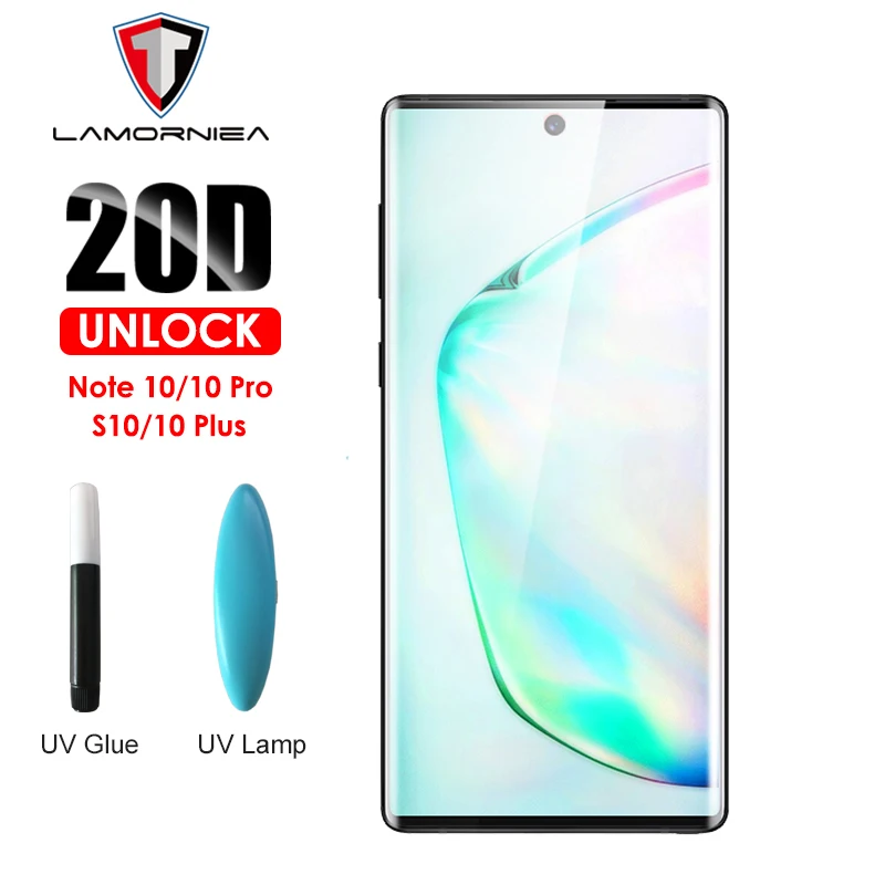 Защита экрана из УФ-стекла для Samsung Note 10 Pro с разблокировкой по отпечатку пальца S10
