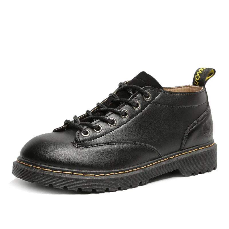 

New Oxford Shoes Woman Spring Autumn Leather Oxfords Square Low Heel Casual Shoes Men Women Shoes Retro Brogues Plus Size 35-43