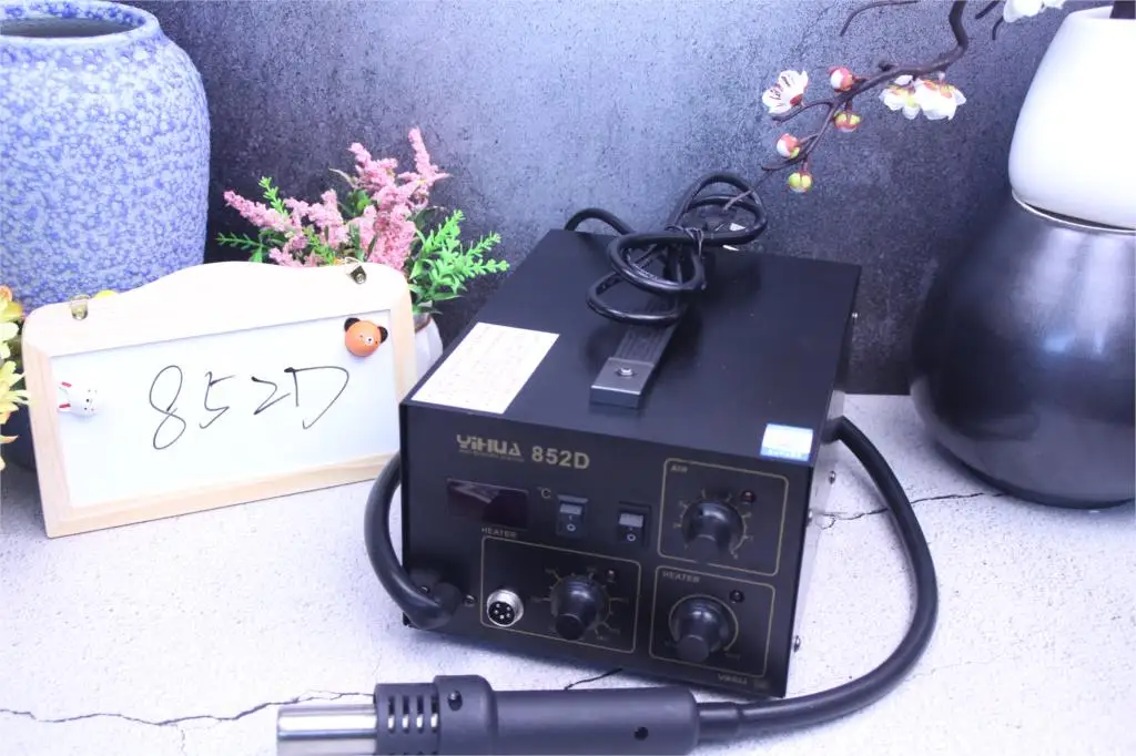 YIHUA 852D Diaphragm Pump Hot Air Soldering Station LED Display Iron 2 In 1 Functions pump type 220V 110V | Инструменты