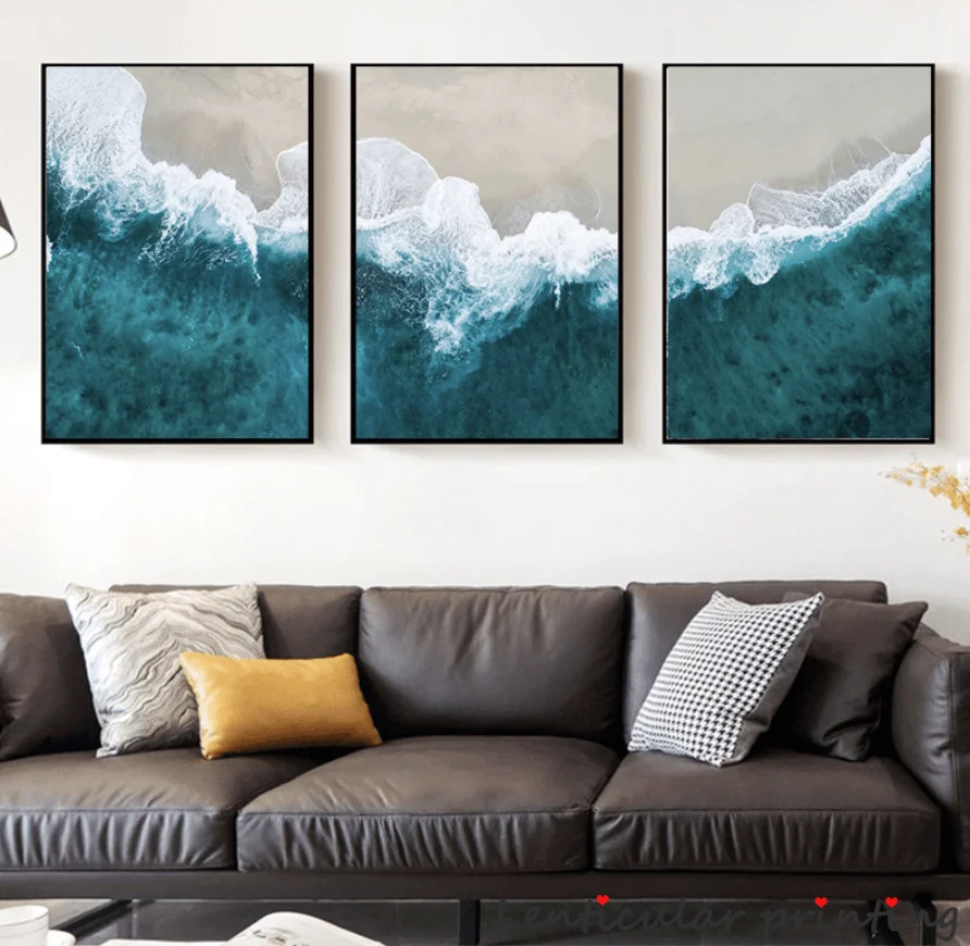 

Abstract Beach Canvas Art, Modern Poster Print, Blue Ocean, Unique Wall Art, Living Room Decor, Tropical, Fashion Painting
