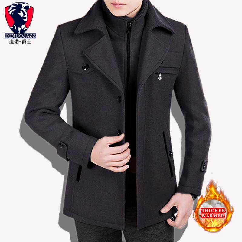 Мужская куртка шерстяное Пальто флисовое зимнее пальто мужское кашемировое мужское зимнее теплое утепленное длинное теплое пальто - Цвет: gray traverse zipper