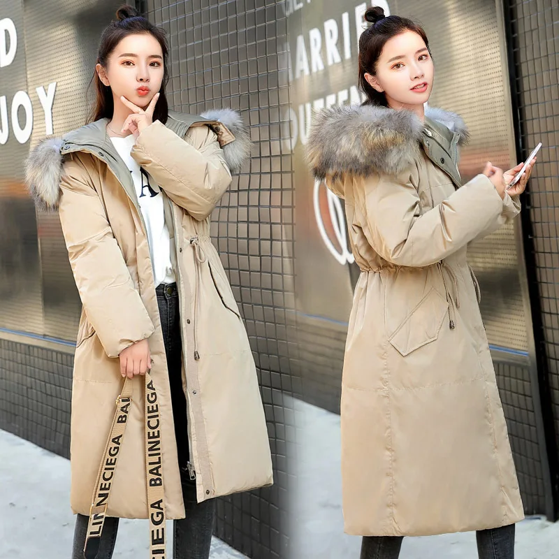 

Mid-length Cotton Overcoat Women's 2018 Winter New Style Waist Hugging Dongdaemun over-the-Knee Casual down Jacket Cotton-padded