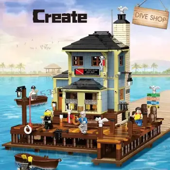 

Lepining City Creator Street View Old Fishing Store Fish House Pier Fisherman's wharf Building Block Bricks toy for Kids 21310