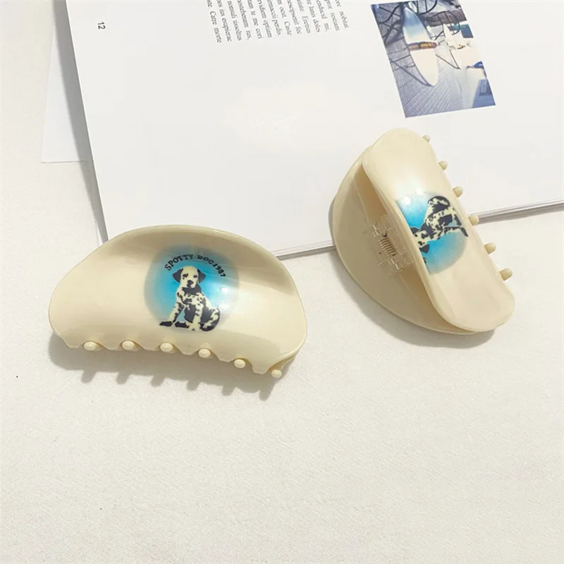 

2021 New Design Lovely Dog Animal Print Pattern Hair Clips Headwear Cute Acetate Hair Claw Hairpin for Women Hair Accessories