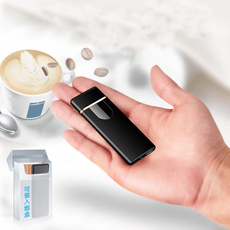 

Mini USB Charging Electronic Cigarette Lighter Windproof Flameless Rechargeable Touch Screen Sensor Tungsten Lighters men gift