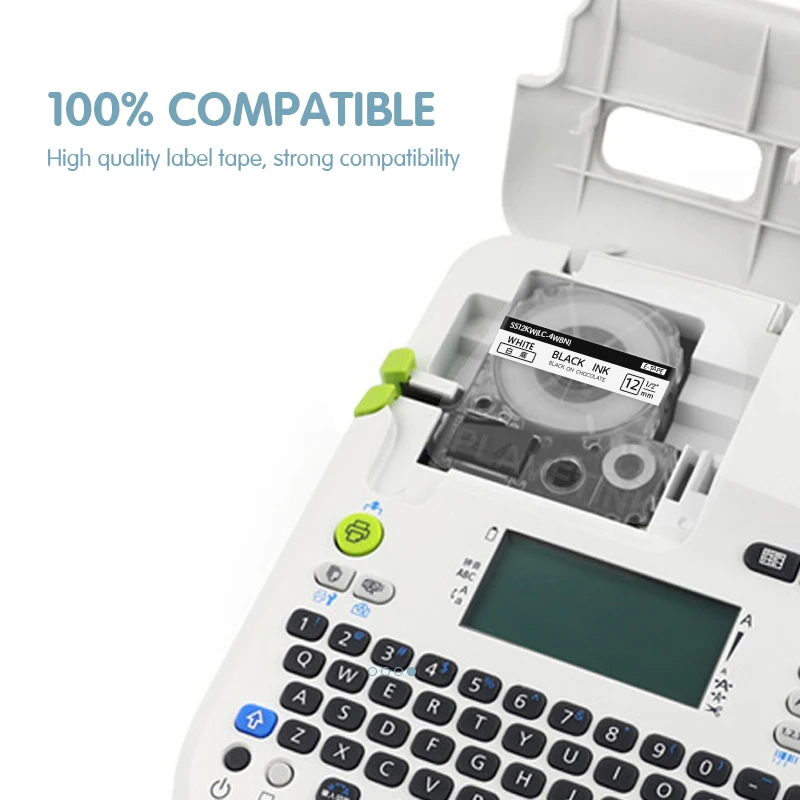 Plavetink 1PC SS12KW 라벨 테이프 LK-4WBN LC-4WBN LC 4WBN9 SS12KW 12mm 카트리지 호환 Epson LabelWorks LW-300 400