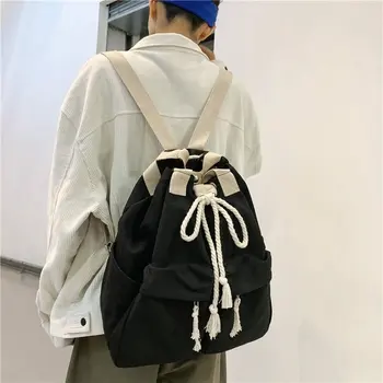 

Simple Classic Desgin Drawstring Backpack Good Quality Girls Canvas Backpack College Student School Book Bag Women Travel 2020