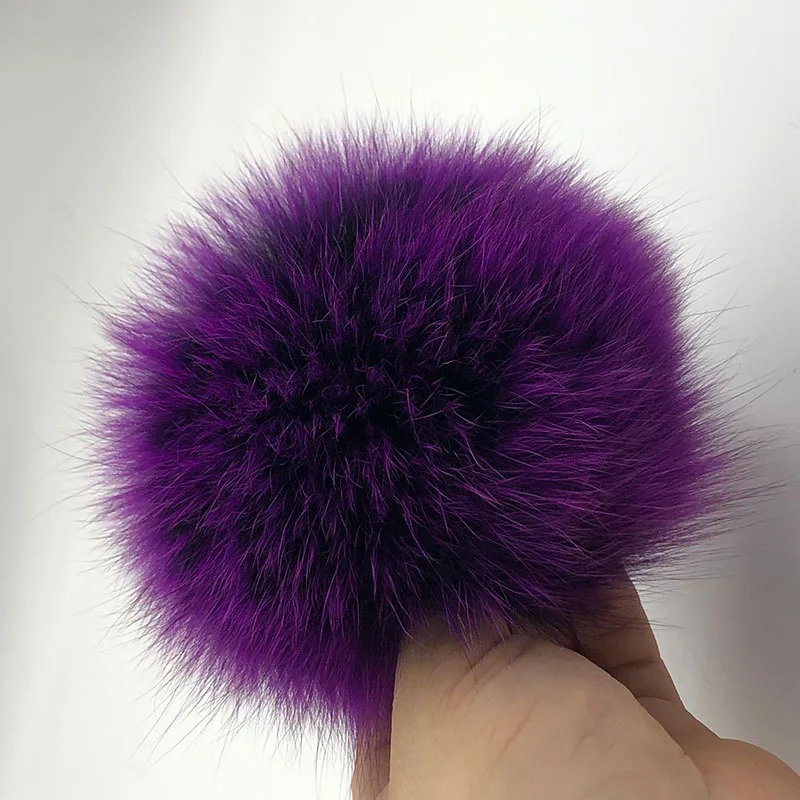 15 см натуральный животный Hairball Hat помпон ручной работы DIY действительно енот большой волос шар шляпа помпон с пряжкой