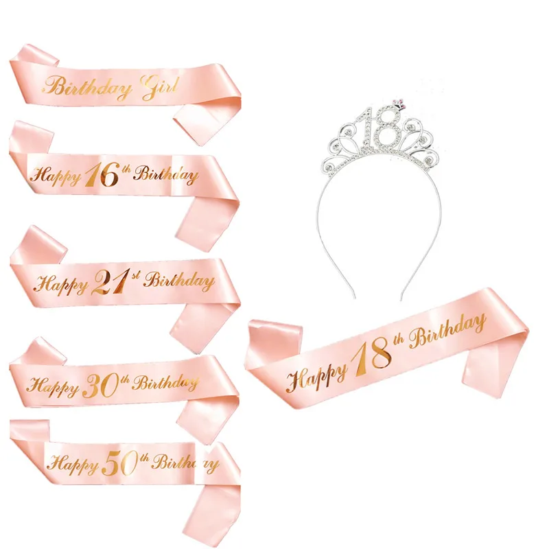 

Happy Birthday Costume Set Includes Crystal Tiara Birthday Crown and Fabulous Sash DNJ998