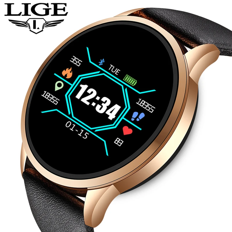 

LIGE 2019 New Men Smart Watch LED color display Heart Rate Blood Pressure Monitor Fitness tracker Sport SmartWatch For Men women