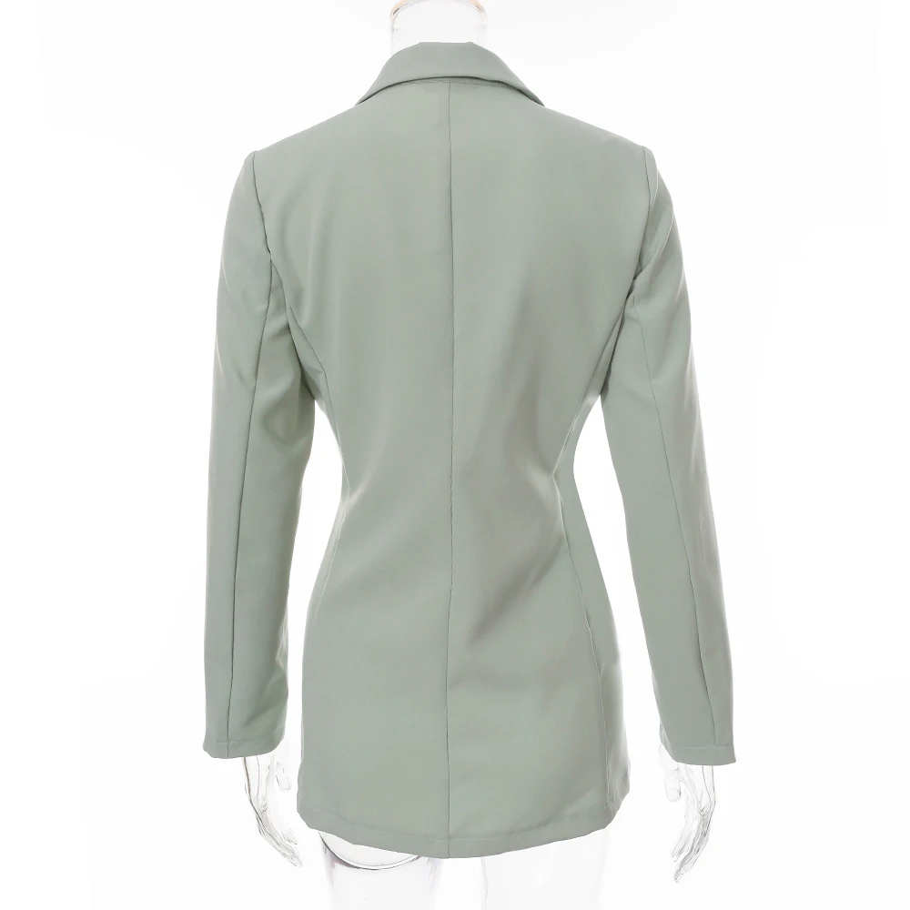 Women Blazer Casual Notched Long Sleeve Solid Buttons Pocket Blazers Coats Fashion Office Slim Formal Wear Female Outerwear