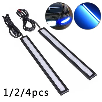 

1/2/4pcs Blue Super Bright Car COB LED Light DRL Fog Driving Lamp Waterproof 17*1.6*0.4cm Car COB LED Lights