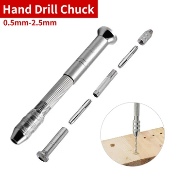 

Mini Aluminum DIY Carving Wood Jewelry Tool Precision Manual Hand Drill Chuck Micro Drill Bit Clamping 0.5-2.5mm