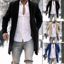 Осенне-зимнее мужское повседневное пальто, плотное шерстяное пальто, деловое мужское одноцветное классическое пальто средней длины, куртки, топы