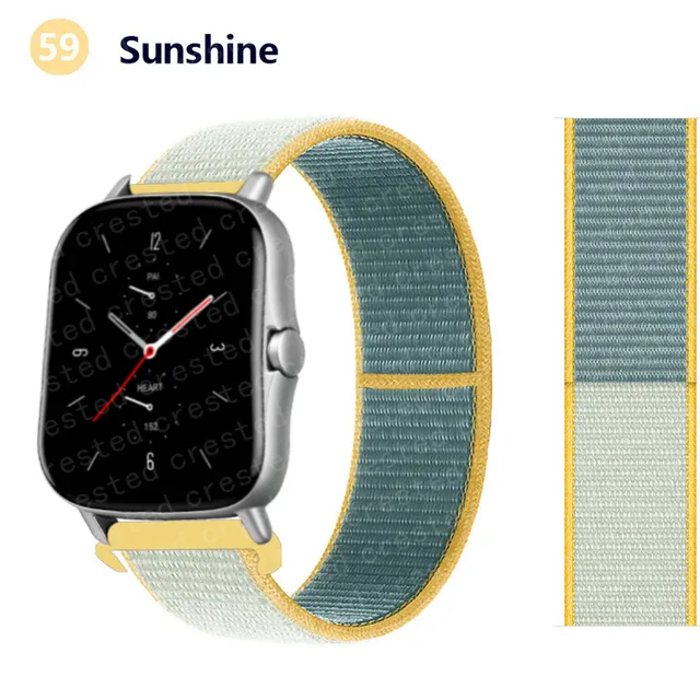 20/22mm Nylon band For Amazfit GTS/2/2e/GTS2 Mini/GTR 3 Pro 42mm/47mm/GTR2/2e/stratos 2/3 Sport Loop Bracelet Amazfit bip strap Sunshine 52