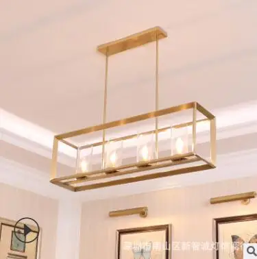 Nordic dining room table bar American copper lamps creative personality postmodern rectangular all chandelier | Лампы и освещение