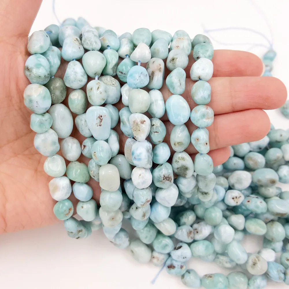 Натуральный камень Larimar нерегулярная свобода Самородок Форма около 7x9-7x10mm DIY ювелирных изделий браслет или ожерелье около 39 см