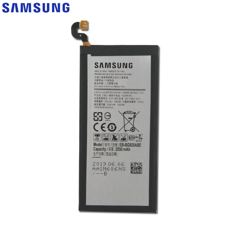 Батарея для SAMSUNG Galaxy S6 G9200 G920F G920I G920 G920A G9208 G9209 G920V G920T G920P EB-BG920ABE EB-BG920ABA