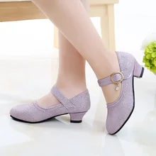 Детские ботинки для девочек весна-осень детская кожаная обувь туфли принцессы для девочек на высоком каблуке кроссовки модная обувь для выступлений