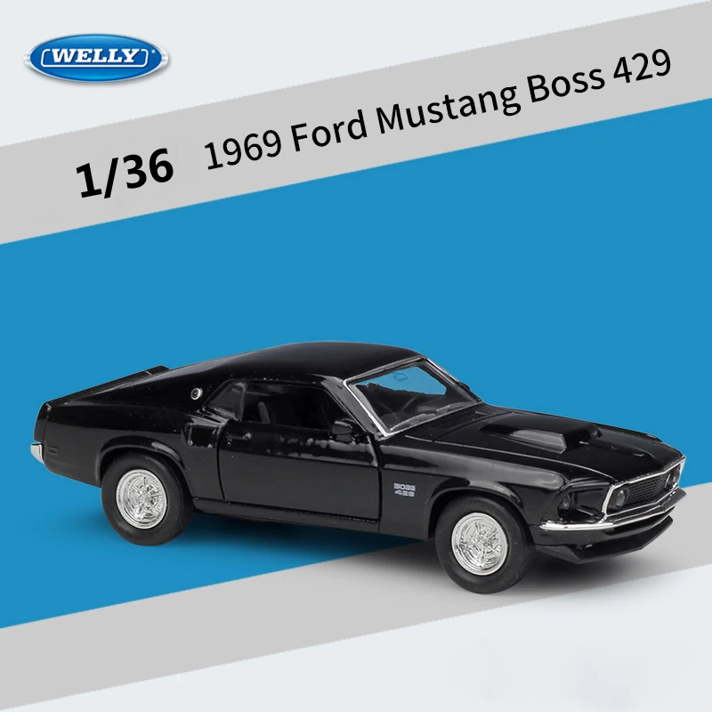 Welly литье под давлением, 1:36 Масштаб, Классическая машина 1969, Ford Mustang Boss 429, модель автомобиля, спортивный автомобиль из металлического сплава, игрушечный автомобиль для детей