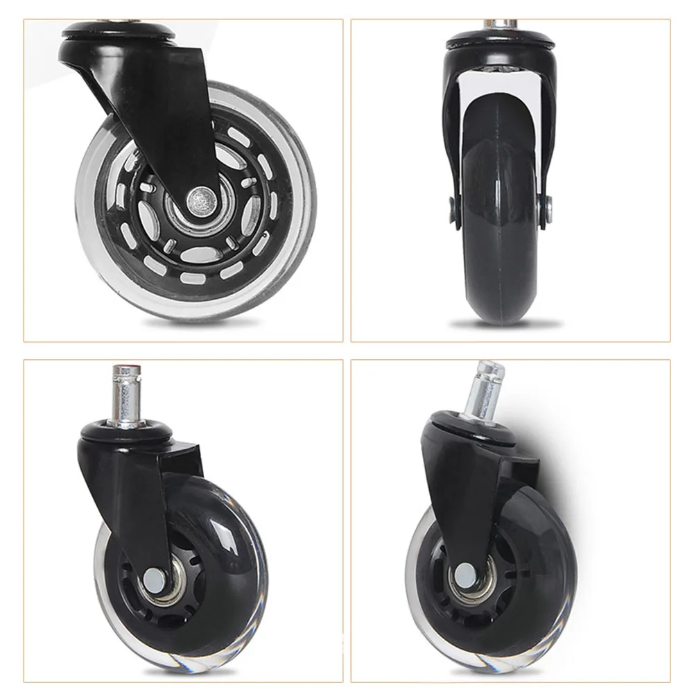 5Pcs Transparent Wearproof Office Wheel Hard Floors Durable Chair Furniture Universal Insertion-type