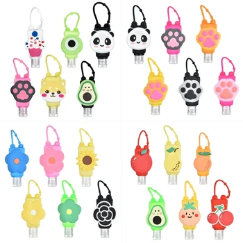 

2020 New 6Pcs Kids Travel Hand Sanitizer Empty Bottles with Cartoon Silicone Case Carrier