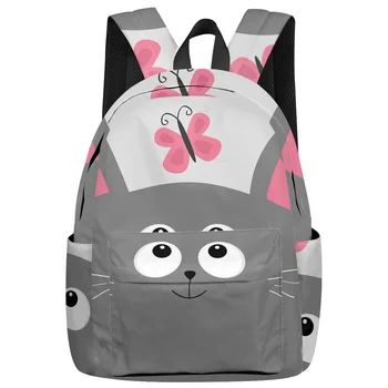 

Cartoon Cat Simple Butterfly Pet Backpack College Students Laptop Backpack Book Bag Casual School Bag
