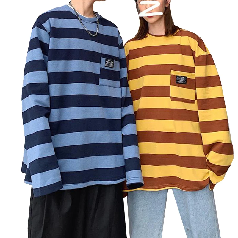 

Autumn Harajuku Women Stripes T Shirts Casual Female Tshirts Oversize Tees Woman Tshirt Fashion Long Sleeve Ladies Girls T-shirt