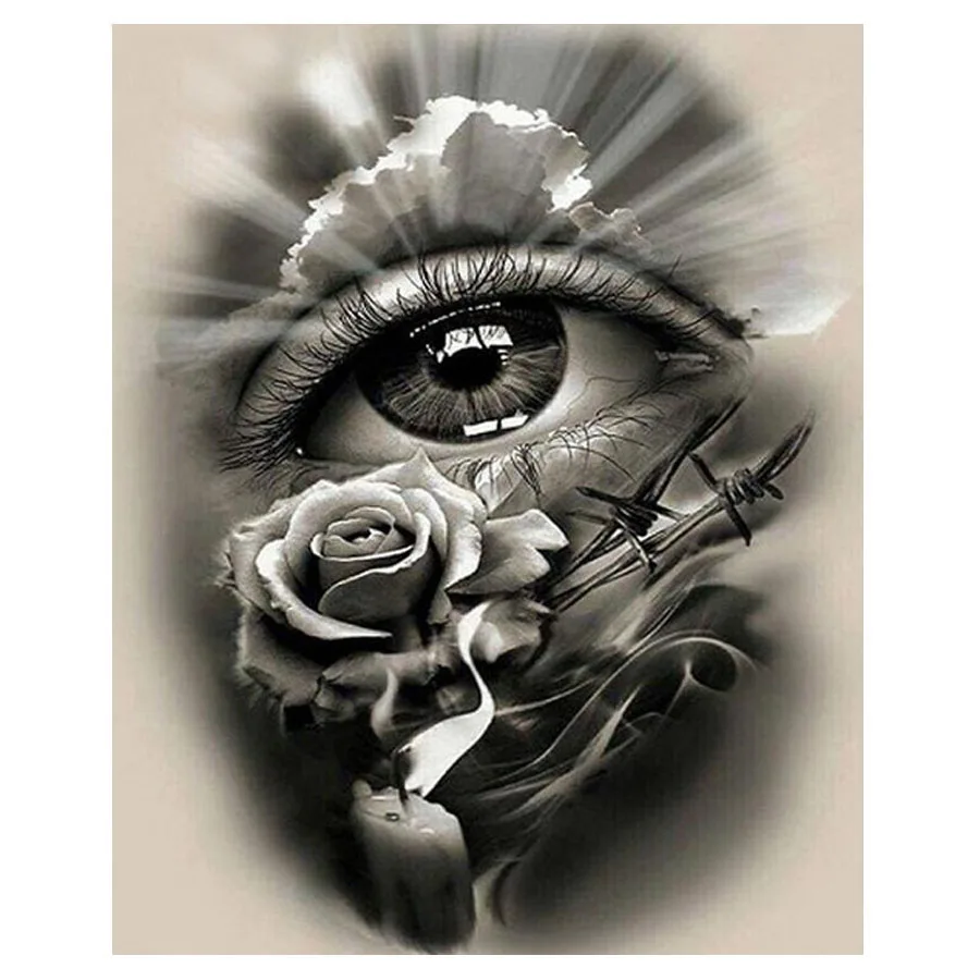 5d Diamond Painting completely icons Diamond Embroidery black white eyes full square round drills Rhinestone Mosaic rose